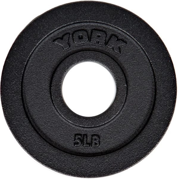 New York 5 lbs. Intl Cast Iron Olympic Plate - Black - **PAIRS ONLY** Freeweights & Accessories