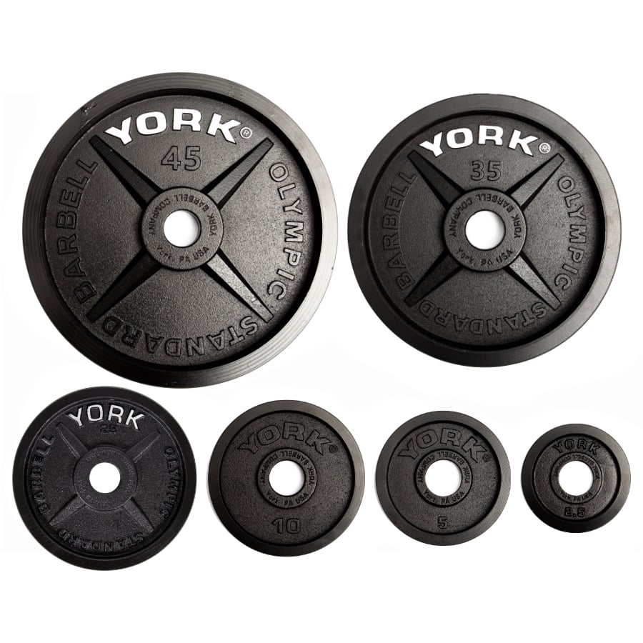New York 100 lb YORK 2 Legacy Cast Iron Precision Milled Olympic Plate Freeweights & Accessories