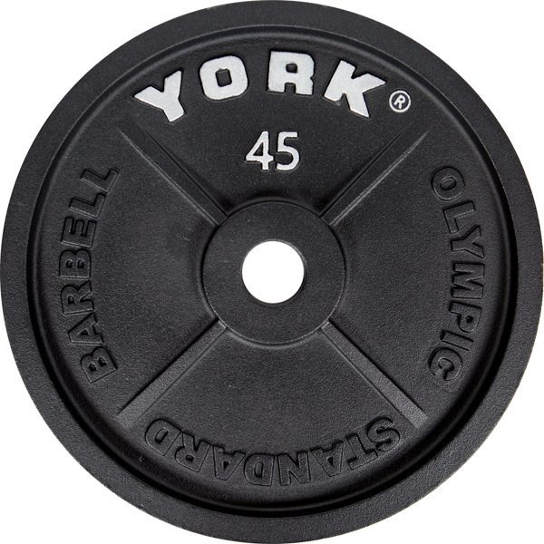 New York 45 lbs. Intl Cast Iron Olympic Plate - Black Freeweights & Accessories