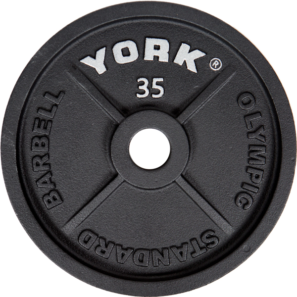 New York 35 lbs. Intl Cast Iron Olympic Plate - Black Freeweights & Accessories