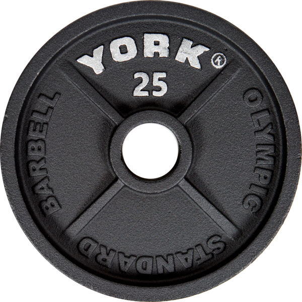 New York 25 lbs. Intl Cast Iron Olympic Plate - Black Freeweights & Accessories