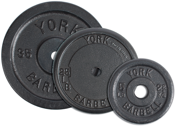 New York 5 lbs. YORK 1 Std Contour Cast Iron Plate - Black Freeweights & Accessories