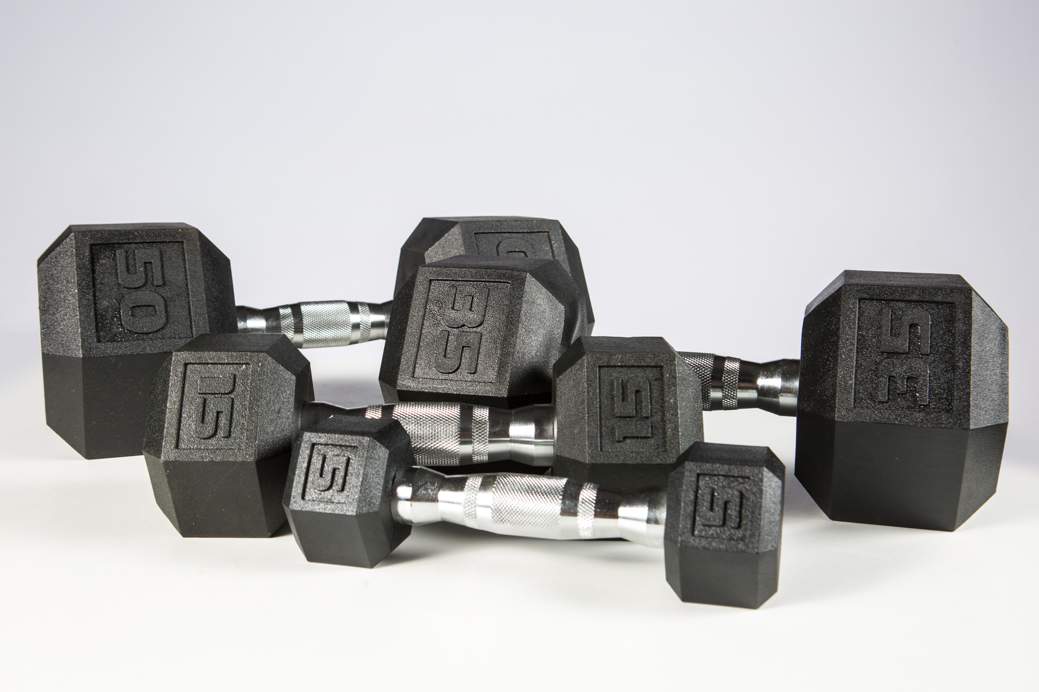 New York 5 - 50 Rubber Hex Dumbbell Set Freeweights & Accessories