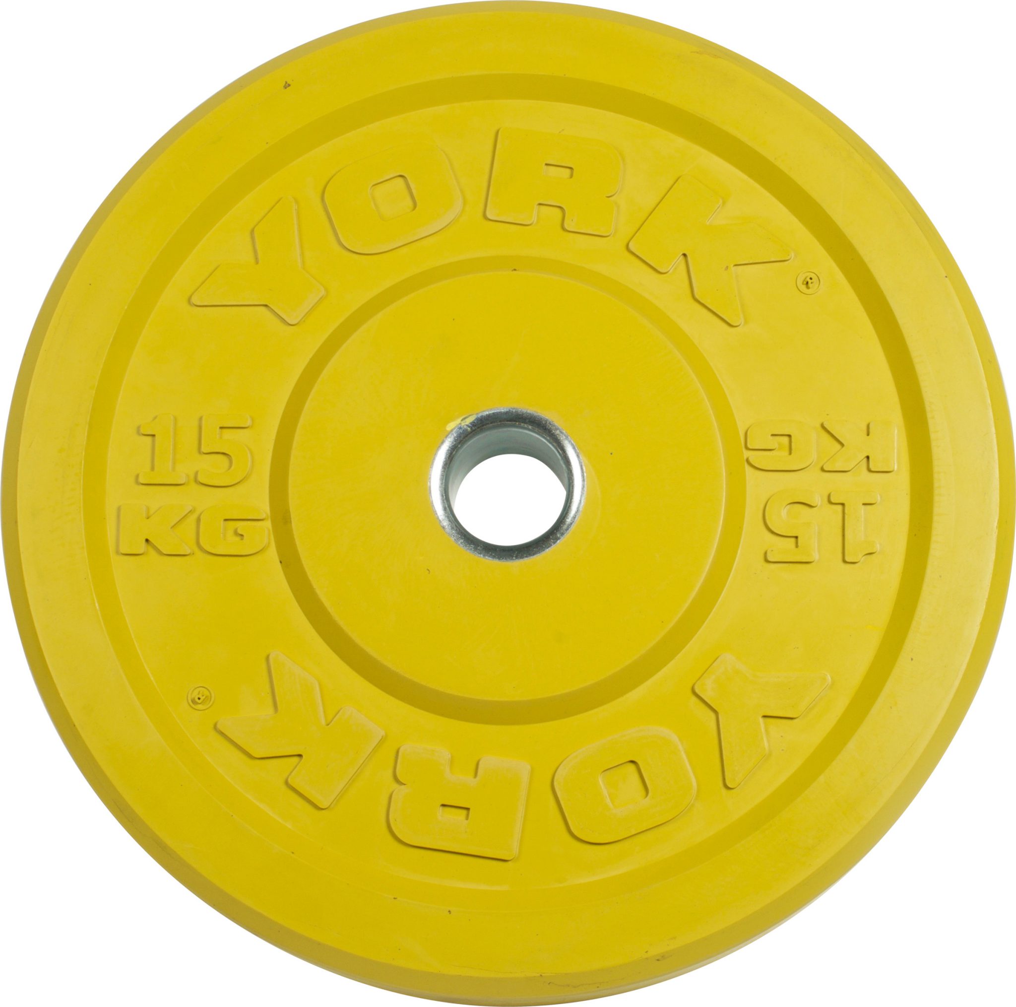 New York YORK USA 15 KG Yellow Rubber Training Bumper Plate Freeweights & Accessories