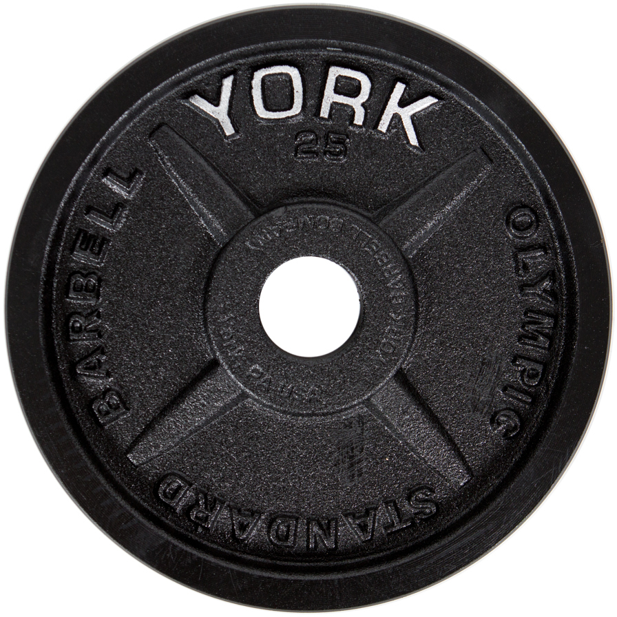 New York 25 lb YORK 2 Legacy Cast Iron Precision Milled Olympic Plate Freeweights & Accessories