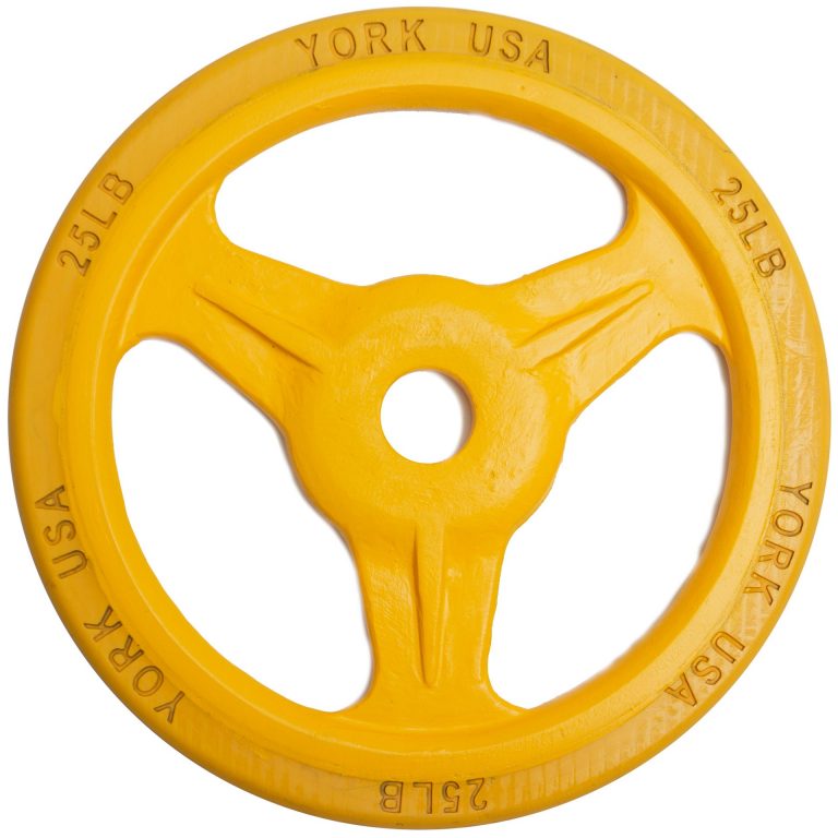 New York Bumper Grip 25 lb Cast Steel Composite Milled Plate - Yellow Freeweights & Accessories