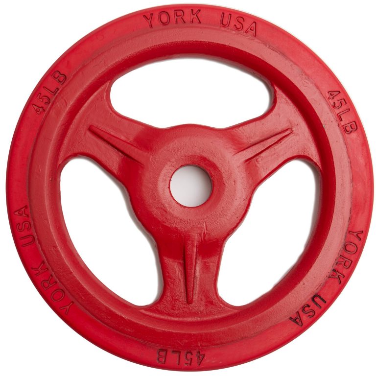 New York Bumper Grip 45 lb Cast Steel Composite Milled Plate - Red Freeweights & Accessories