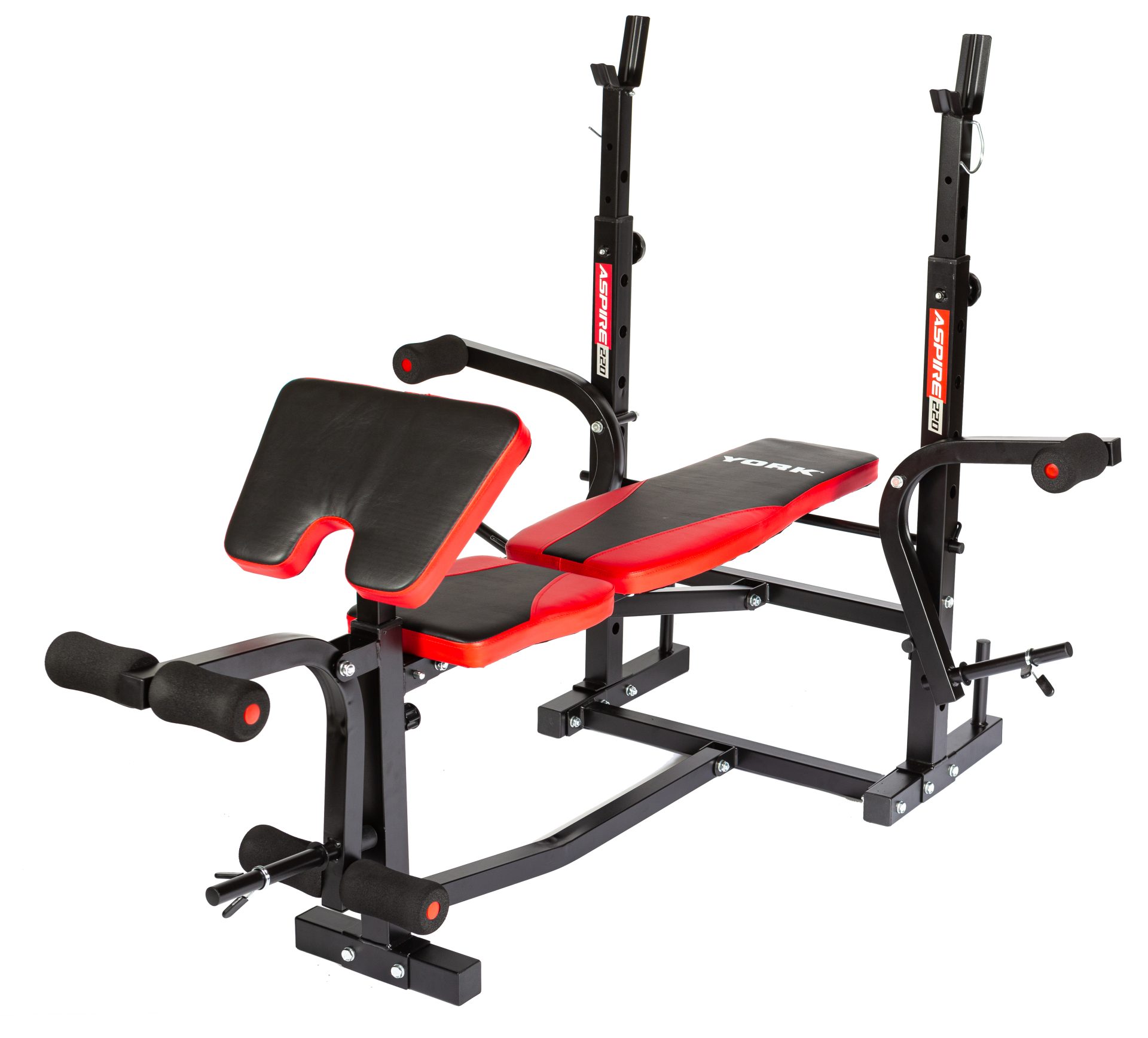 New York YORK Aspire 220 Folding Bench with Arm/Leg Curl/Butterfly Freeweights & Accessories