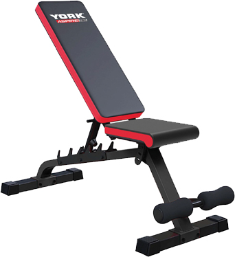 New York YORK Aspire 280 FID Bench with Foot Hold Down Freeweights & Accessories