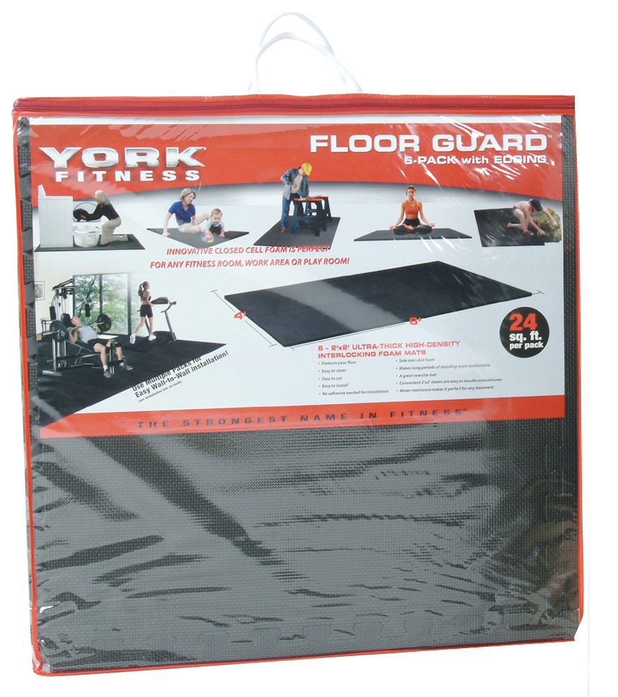 New York 2x2x12mm YORK Floorguard with Edging Shrink Wrap Package - Pack of 4 - Black Freeweights & Accessories