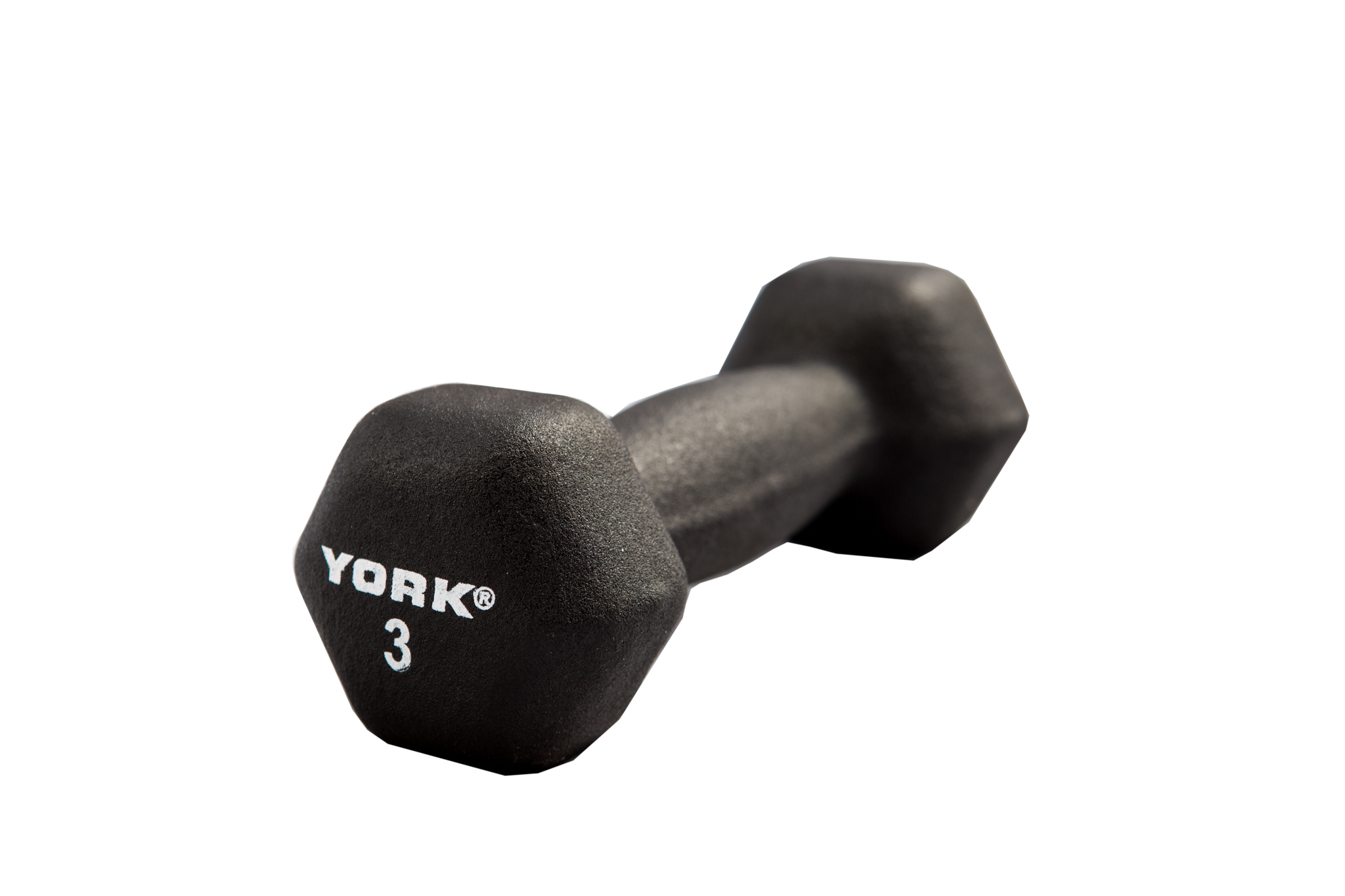 New York 3 lb Neoprene Hexagon Fitbell w/ Cast Ergo Handle - Black Freeweights & Accessories