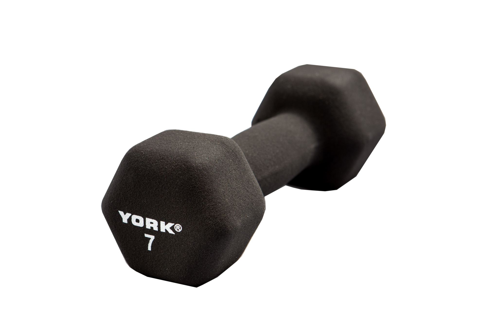 New York 7 lb Neoprene Hexagon Fitbell w/ Cast Ergo Handle - Black Freeweights & Accessories