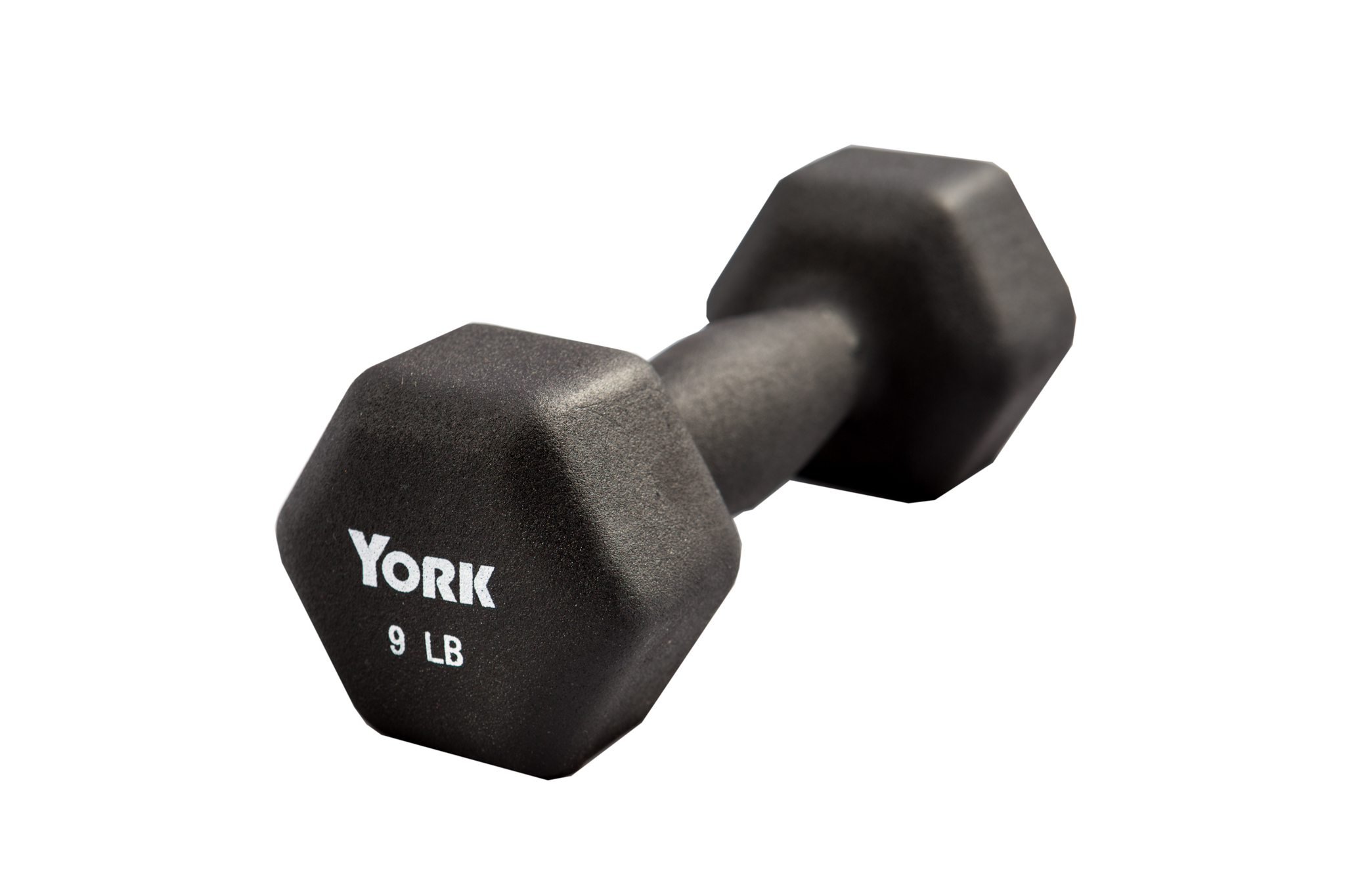 New York 9 lb Neoprene Hexagon Fitbell w/ Cast Ergo Handle - Black Freeweights & Accessories