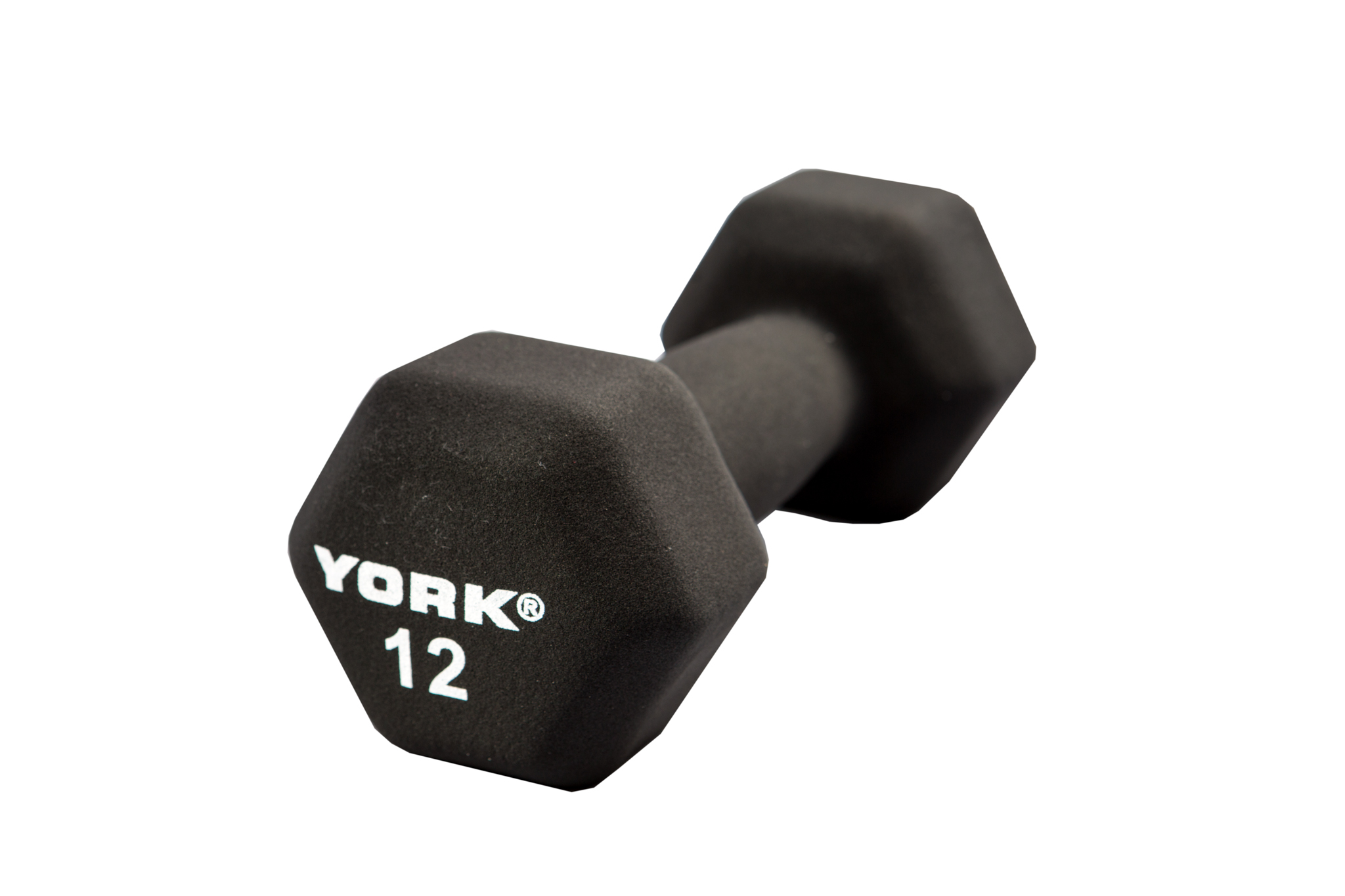 New York 12 lb Neoprene Hexagon Fitbell w/ Cast Ergo Handle - Black Freeweights & Accessories