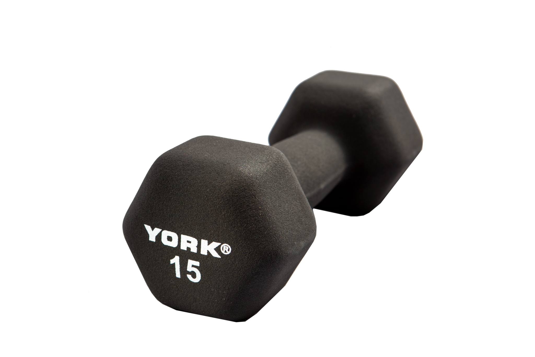 New York 15 lb Neoprene Hexagon Fitbell w/ Cast Ergo Handle - Black Freeweights & Accessories