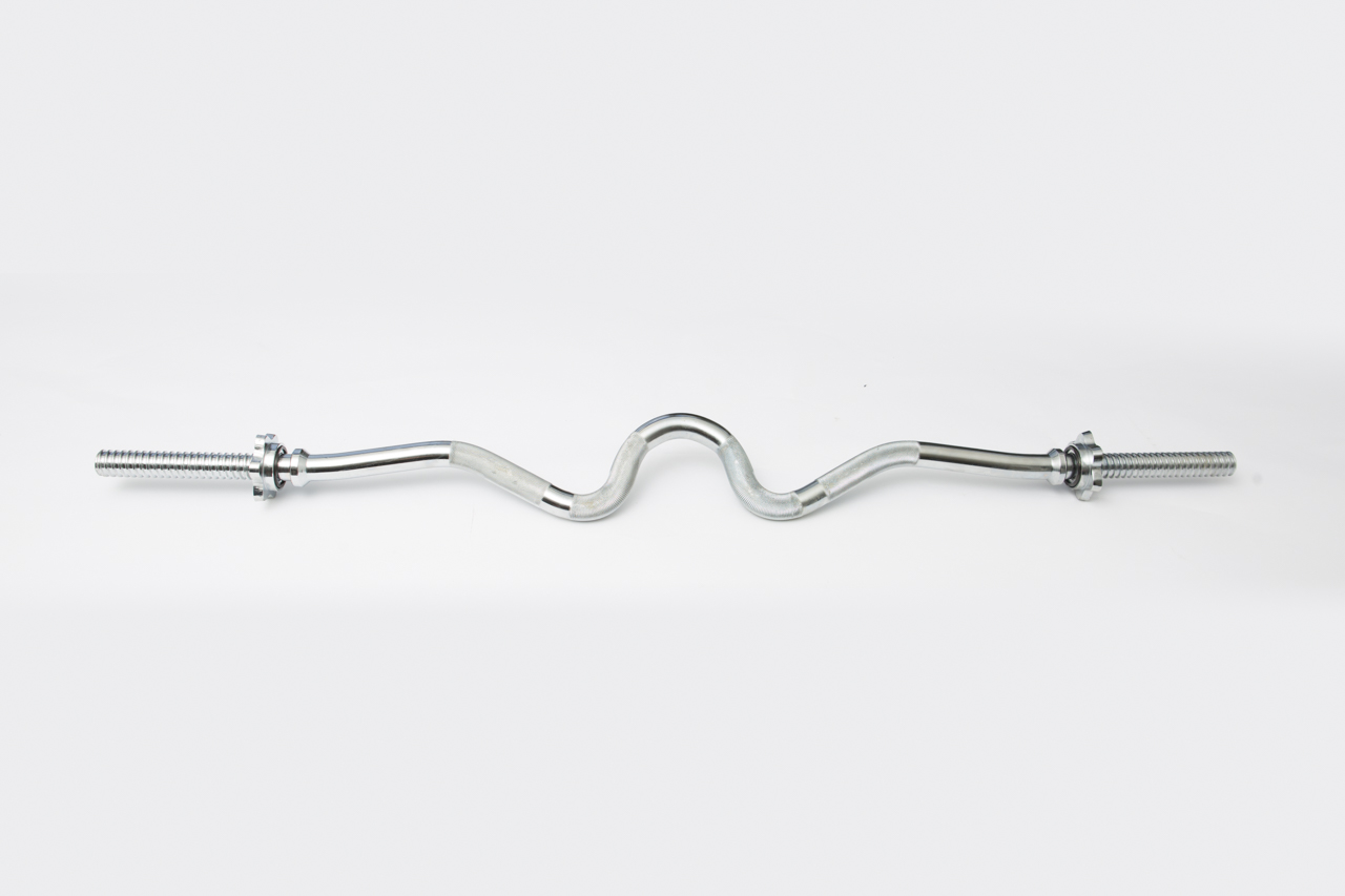 New York York Std Chrome Spin-Lock Super Curl Bar w/ Spin-Lock Collars Freeweights & Accessories