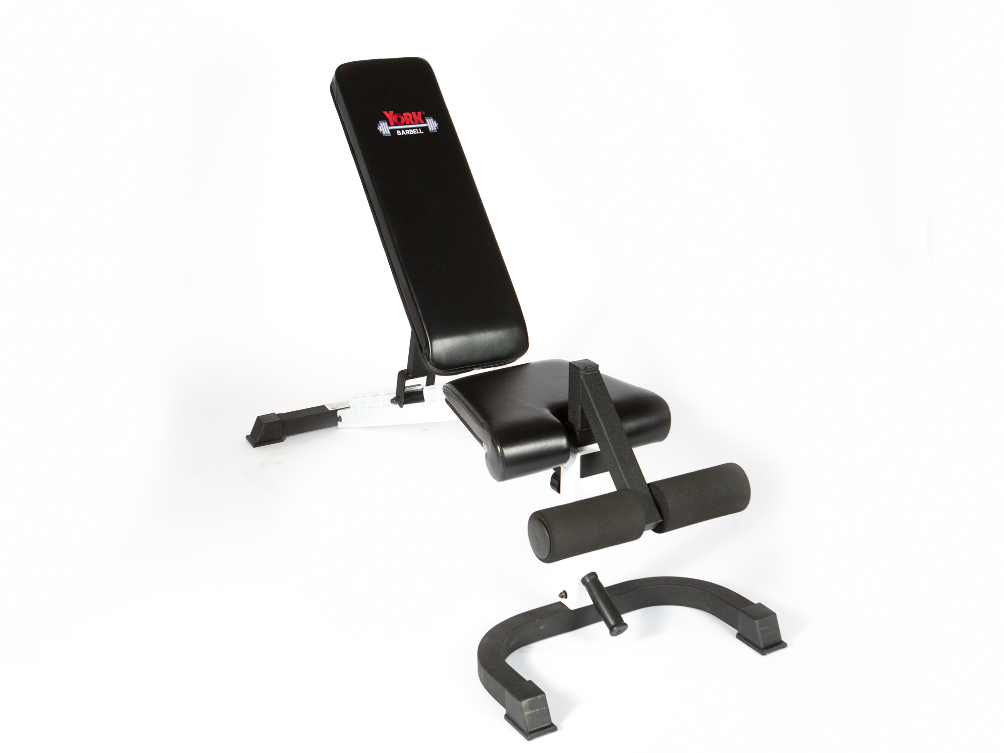 New York FTS Flex Bench w/Foot Hold-down                                  White Frame/Black Upholstery Freeweights & Accessories