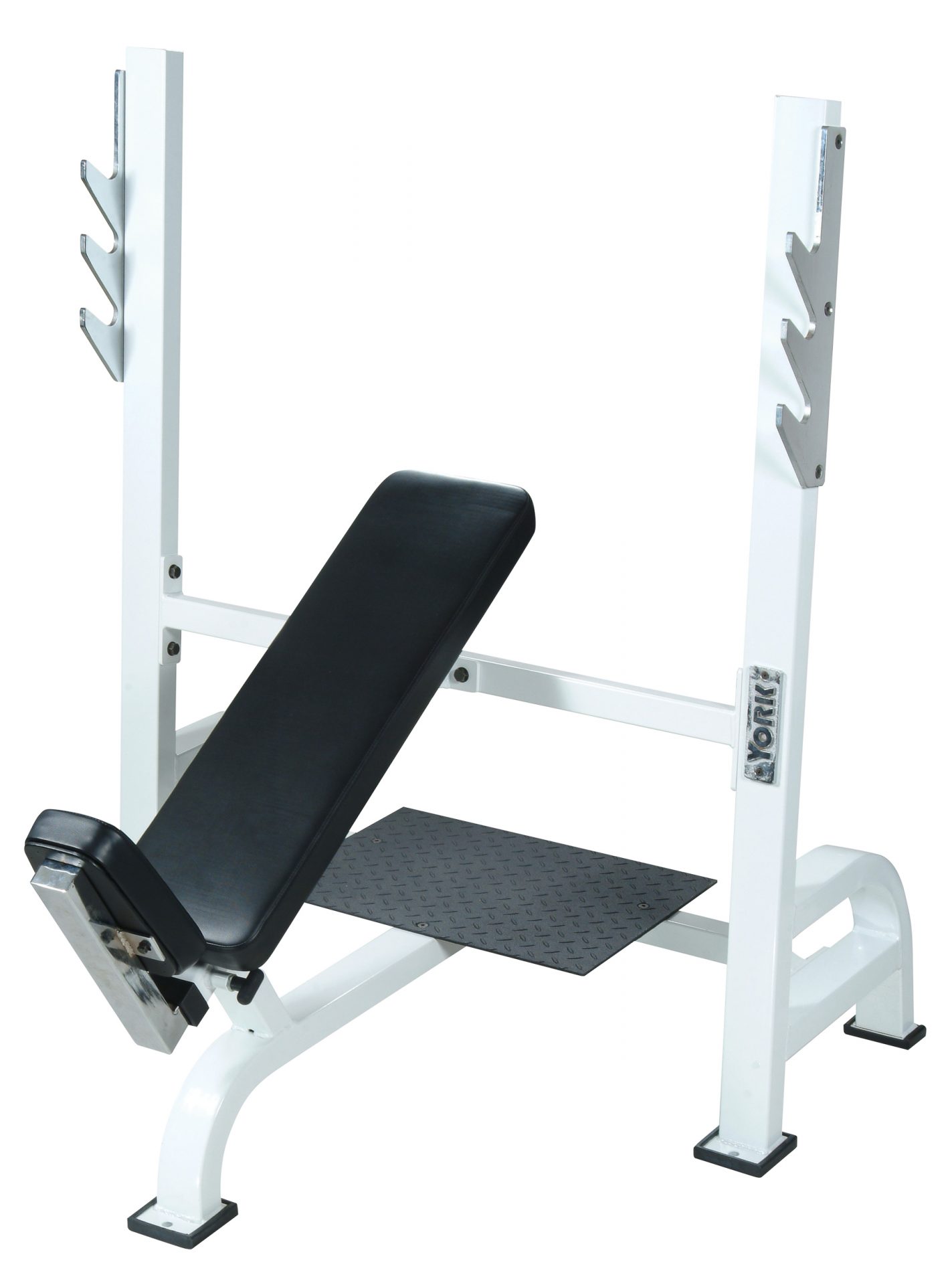 New York ST Olympic Incline Bench w/Gun Racks - White Freeweights & Accessories