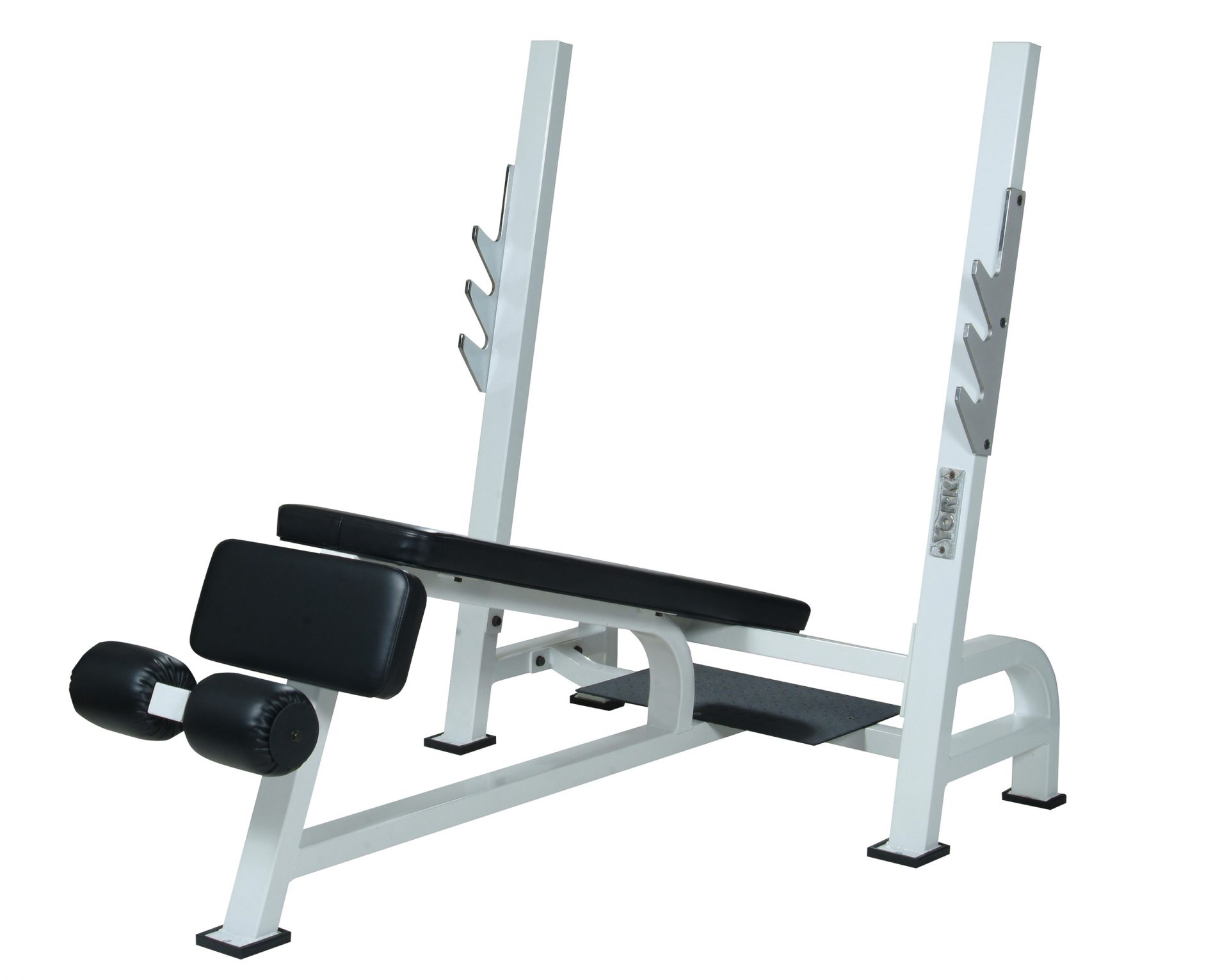 New York ST Olympic Decline Bench w/ Gun Racks - White Freeweights & Accessories