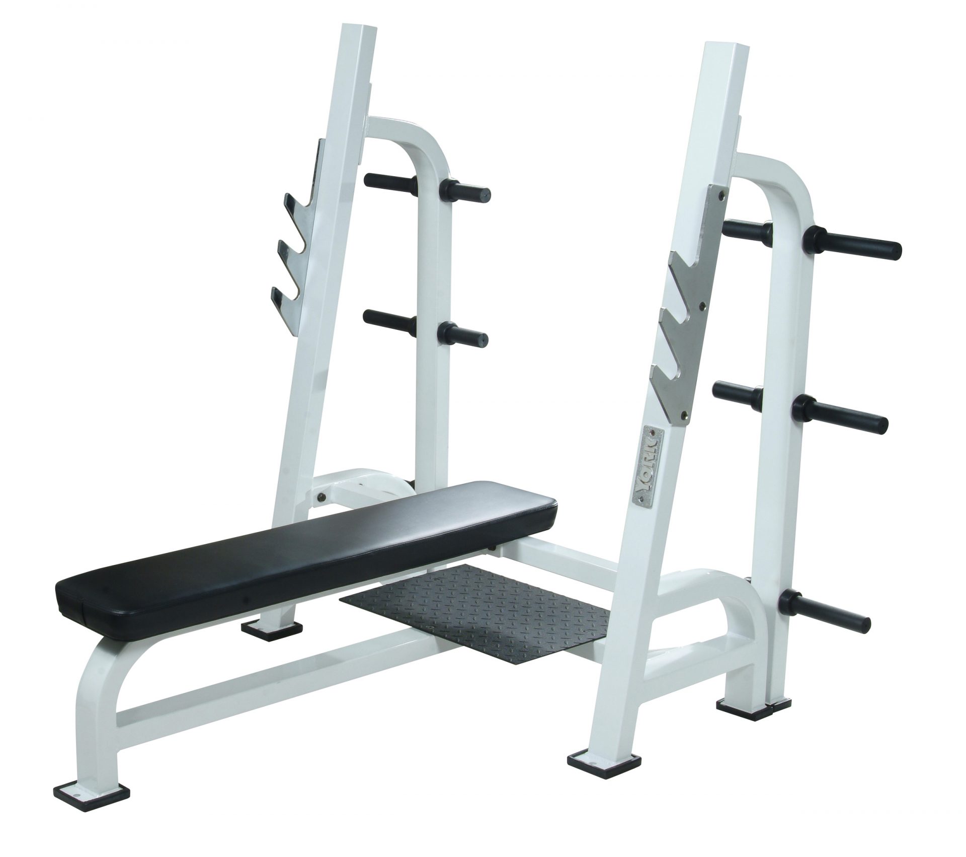 New York ST Olympic Flat Bench w/Gun Racks - White Freeweights & Accessories