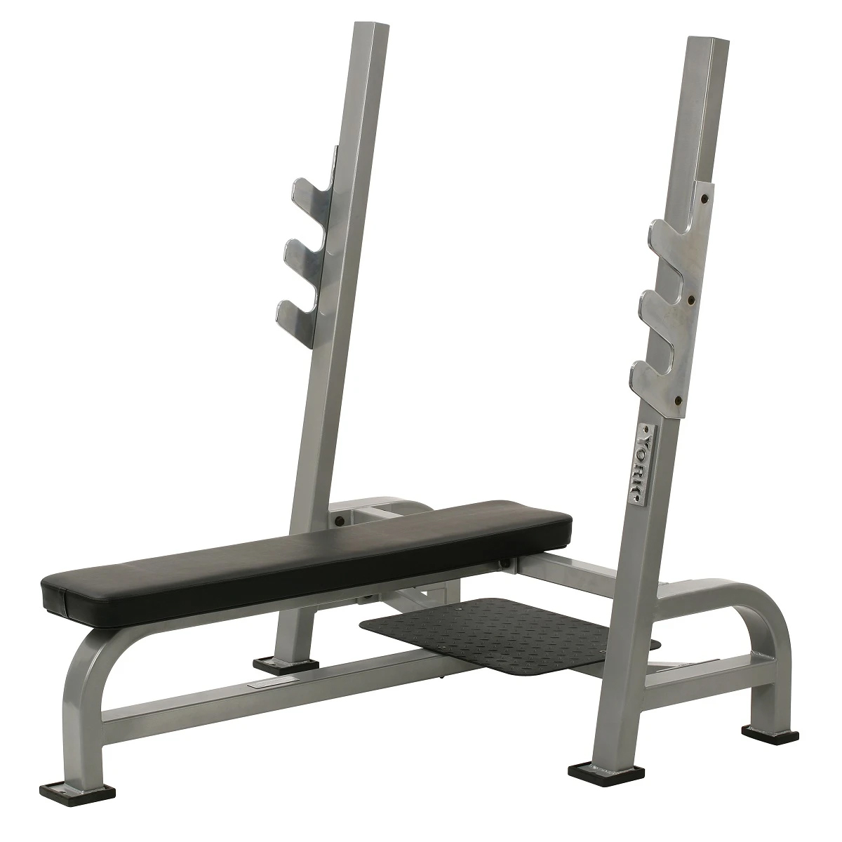 New York ST Olympic Flat Bench w/Gun Racks - Silver Freeweights & Accessories