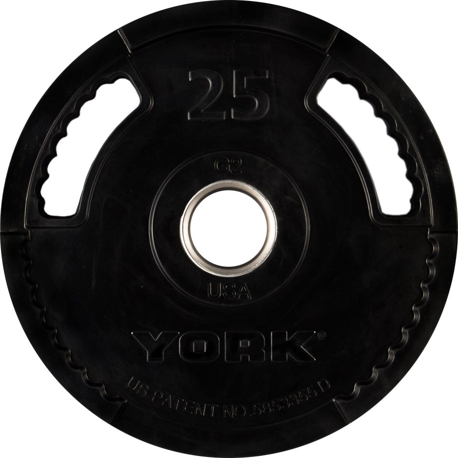 New York 25 lb.    G2 Dual Grip Thin Line Rubber Encased Olympic Plate Freeweights & Accessories