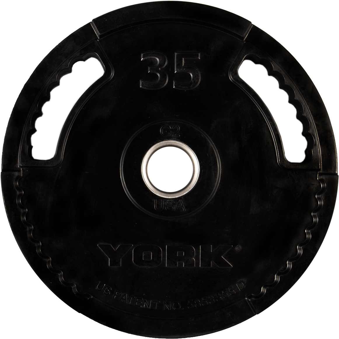 New York 35 lb.    G2 Dual Grip Thin Line Rubber Encased Olympic Plate Freeweights & Accessories