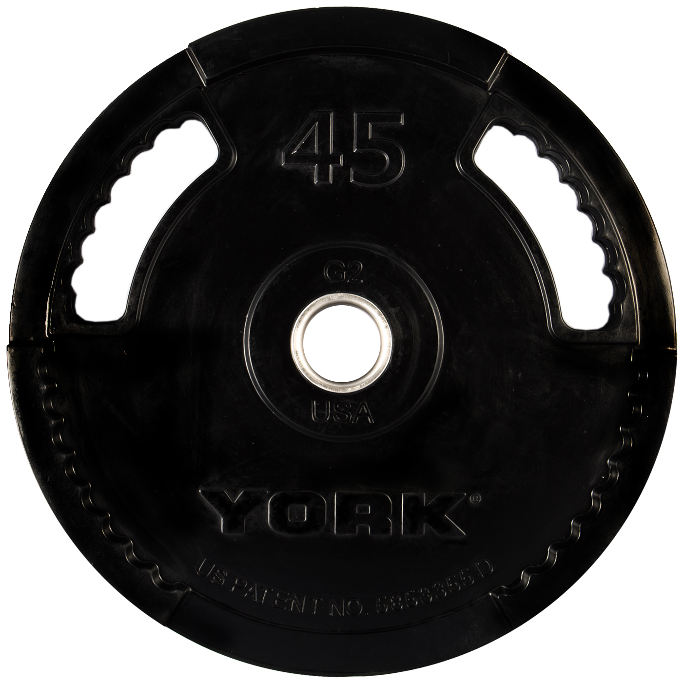 New York 45 lb.    G2 Dual Grip Thin Line Rubber Encased Olympic Plate Freeweights & Accessories