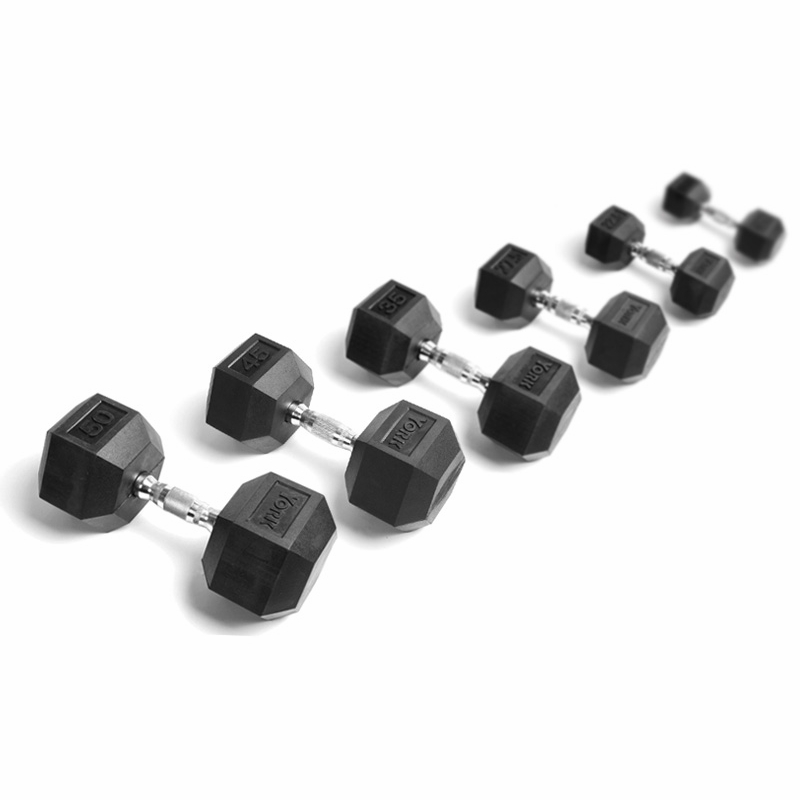 New York 5 - 50 Rubber Hex Dumbbell Set Freeweights & Accessories