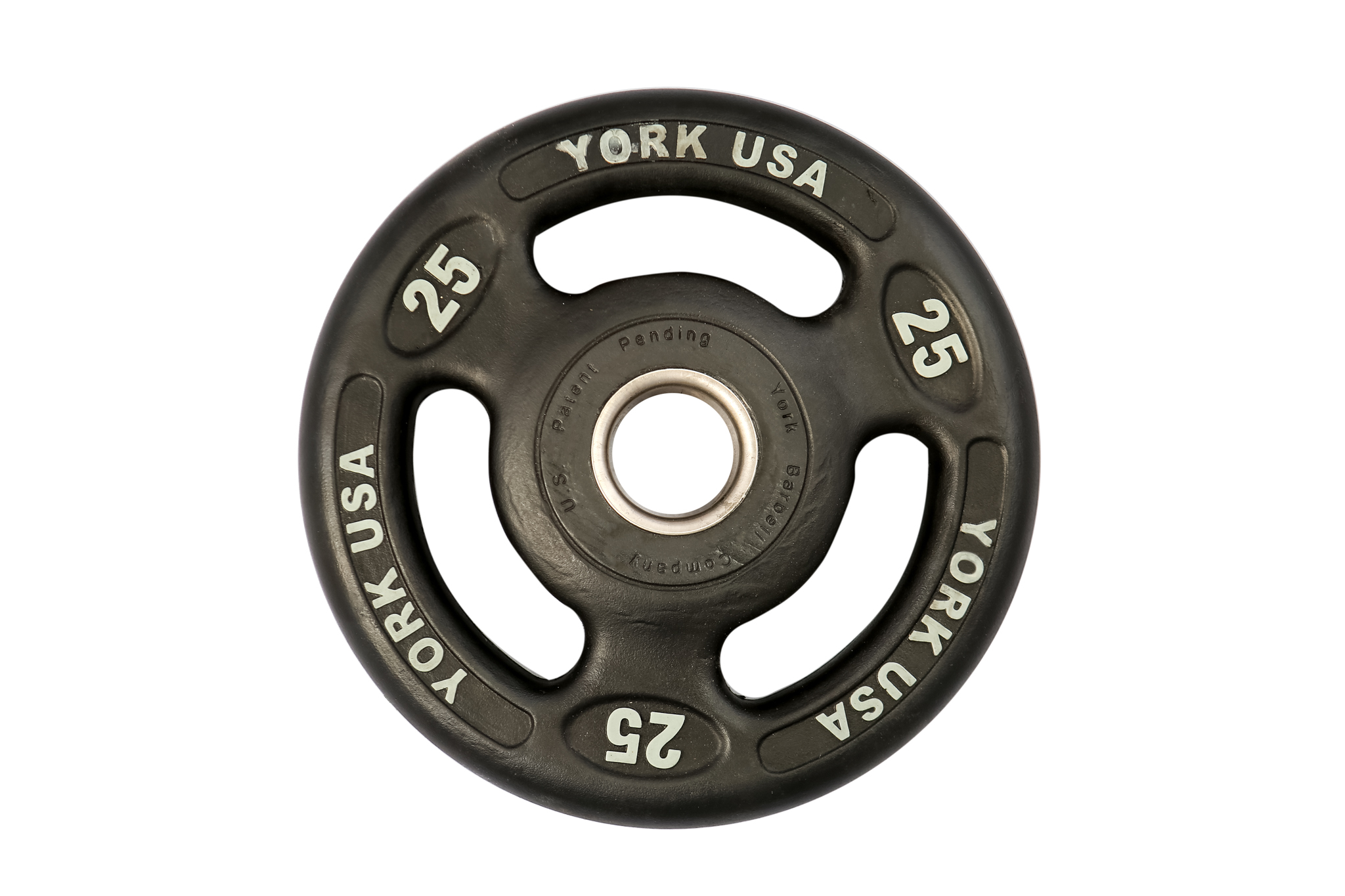 New York ISO-GRIP 25 lb Rubber Encased Steel Composite Olympic Grip Plate - Black Freeweights & Accessories