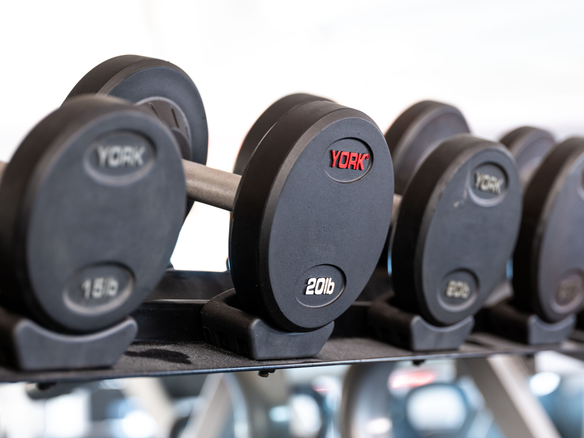 New York YORK 105 - 125  lb Rubber Pro Style Dumbbell Set (5 Pair) Freeweights & Accessories