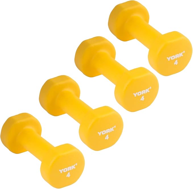 New York York Barbell Neoprene Coated Fitbell Dumbbell (4LB Pack of 4) Freeweights & Accessories